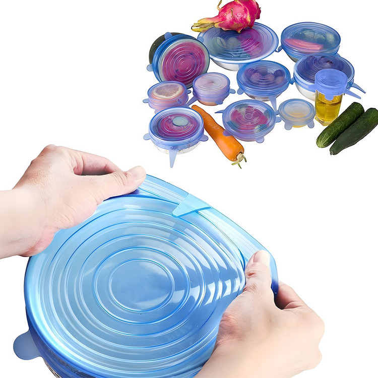 درپوش ظرف مدل سیلیکونی مجموعه 6 عددی