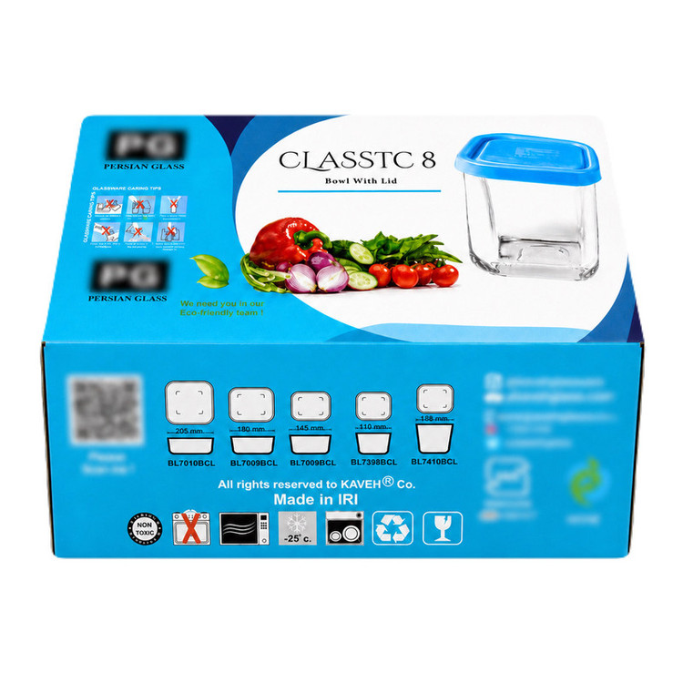 ظرف نگهدارنده با بدنه شیشه ای کاوه کد 08 مناسب برای قرار دادن در یخچال و فریزر مجموعه ۲ عددی