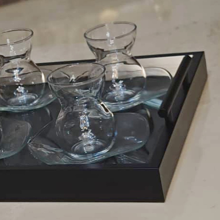 سینی دسته دار مدل کف شیشه ای سایز 40*30 سانتی متر