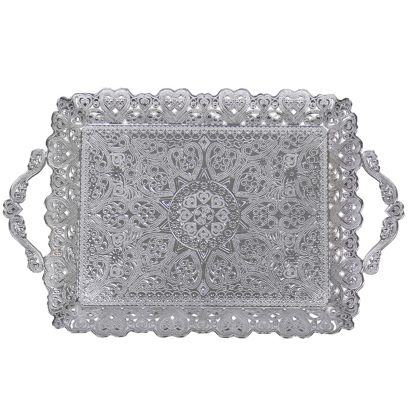سینی دسته دار مدل مروارید مجلسی سایز 25×40 سانتی متر
