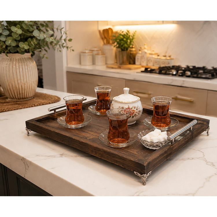 سینی دسته دار مدل چوبی کد 127 سایز 27×45 سانتی متر
