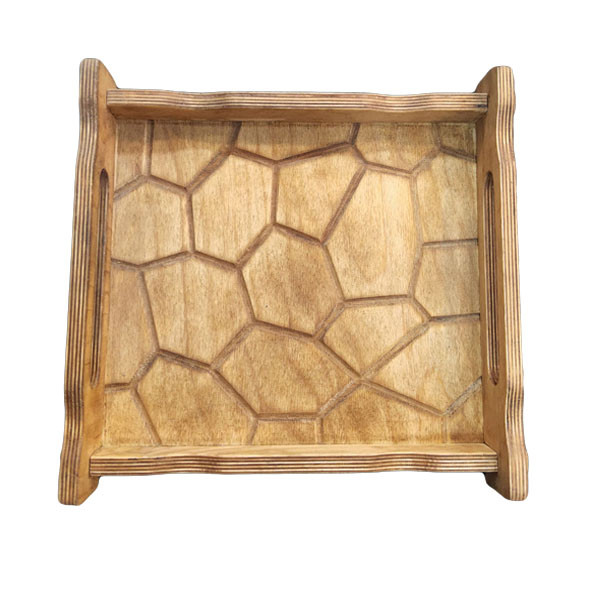 سینی دسته دار طرح چوبی کد 416 سایز 35x20 سانتی متر
