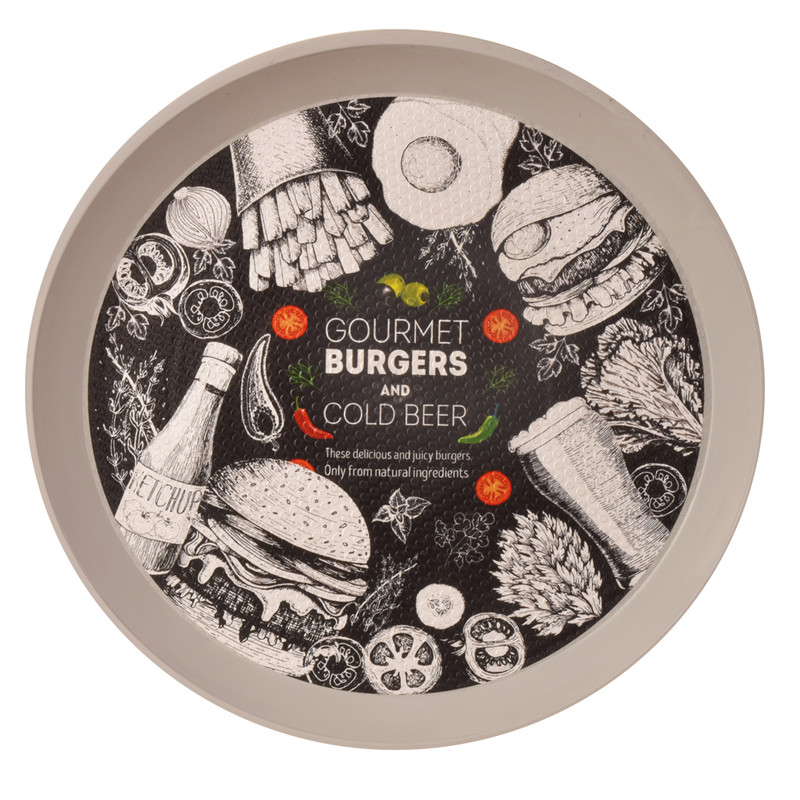 سینی بدون دسته مهروز مدل 6002 طرح Burgers سایز 40*40 سانتیمتر