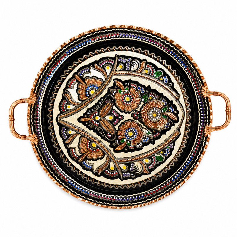 سینی مسی مدل الماس تراش لب هلالی دو دسته