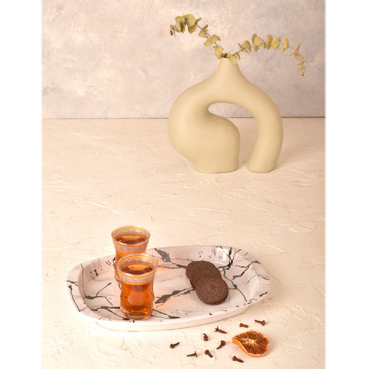 سینی دسته دار مهروز مدل 6651 مرمر سایز 17×26 سانتی متر