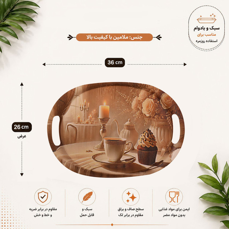 سینی دسته دار مهروز مدل 5002 کلاسیک سایز 26*36 سانتی متر