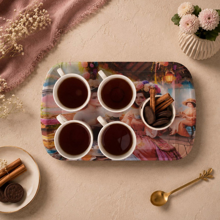 سینی دسته دار مهروز مدل A-1003 کلاسیک سایز 25×39 سانتی متر