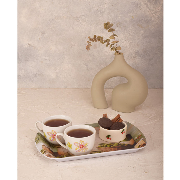 سینی دسته دار مهروز مدل A-1002 زیتون سایز 20×32 سانتی متر