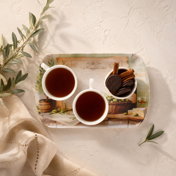 سینی دسته دار مهروز مدل A-1002 زیتون سایز 20×32 سانتی متر