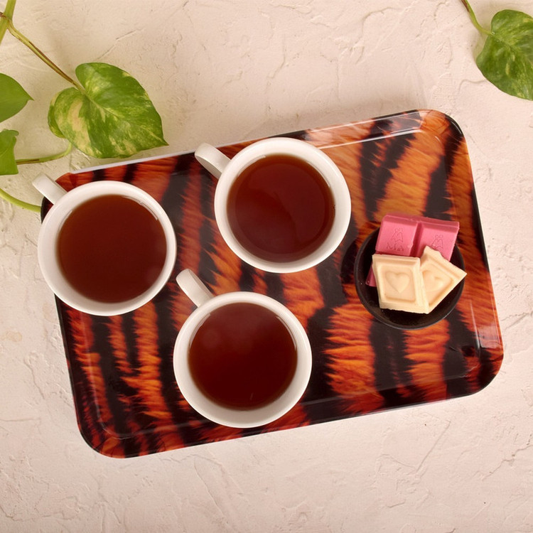 سینی بدون دسته مهروز مدل 7792 طرح ببری سایز 21*31 سانتی متر