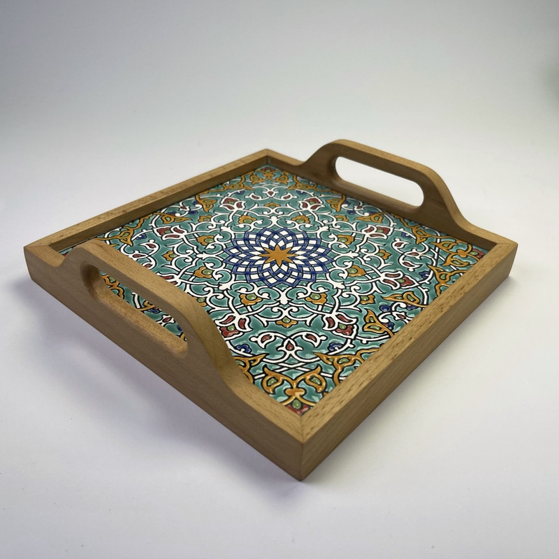 سینی کاشی کاری مدل هندسی کد 002