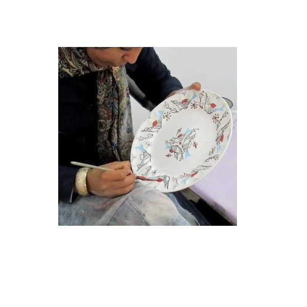 دیس بیضی چینی میبدمروارید مدل مرغی ساده کدM
