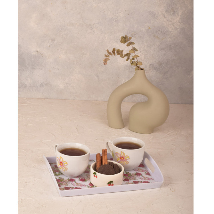 سینی دسته دار مهروز مدل 9991 گل رز سایز 20*28 سانتیمتر