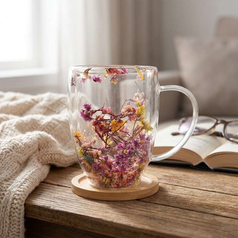 لیوان مدل دوجداره طرح گل کد MA001