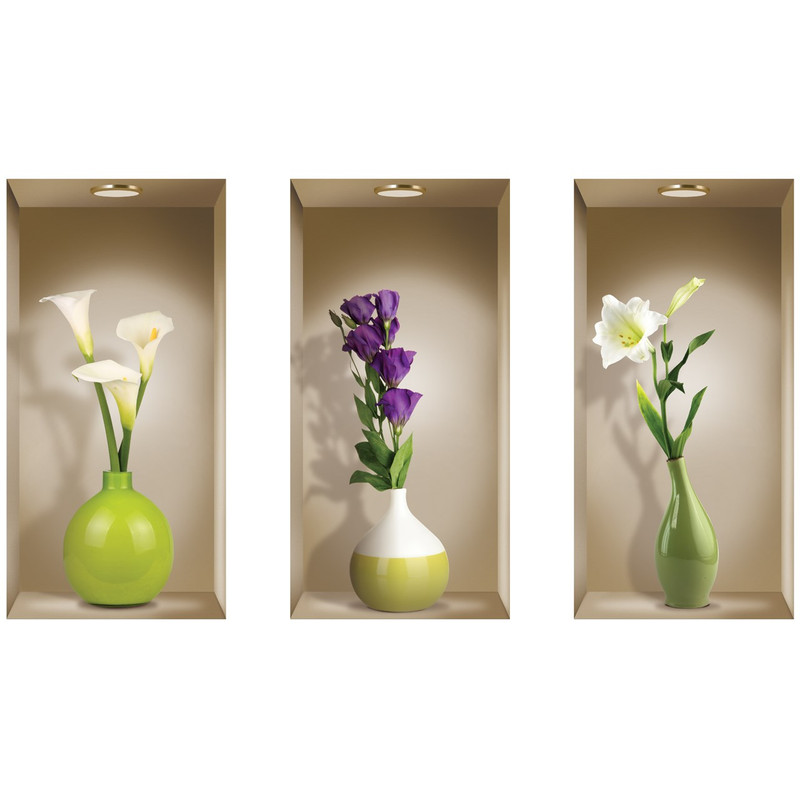 استیکر دیواری ژیوار طرح طاقچه گل های بهاری