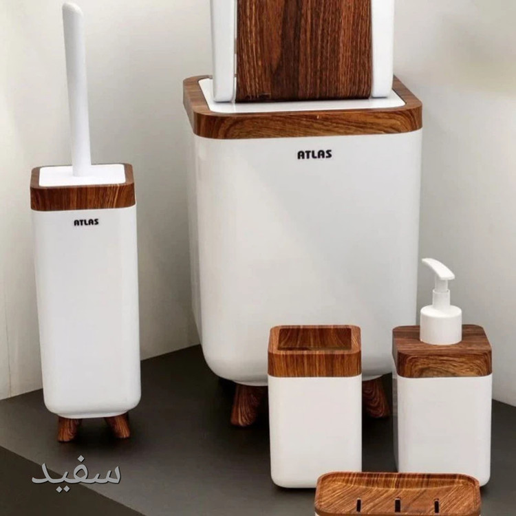 ست سطل و فرچه اطلس مدل ژیوار طرح چوب