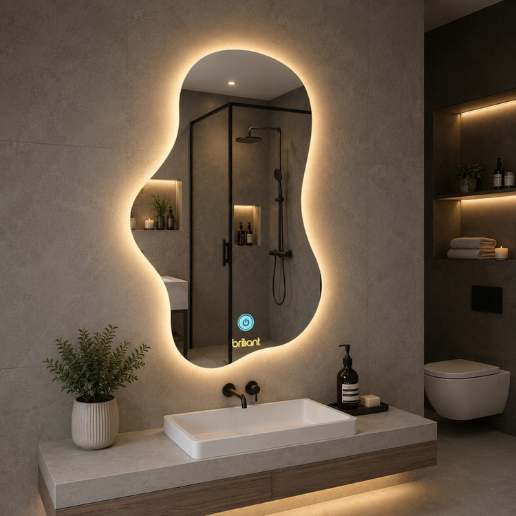 آینه سرویس بهداشتی برلیان مدل دفرمه ابری کد 512 سایز 45*70 سانتیمتر