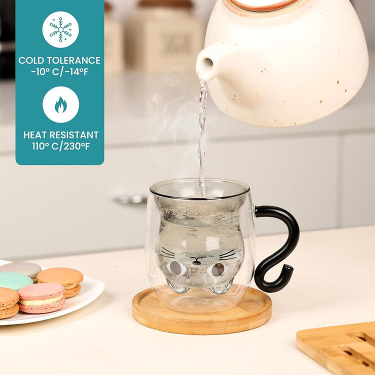 لیوان طرح دوجداره مدل گربه کد 1369n 100
