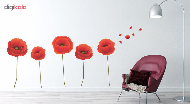 استیکر دیواری مدل Red flower love