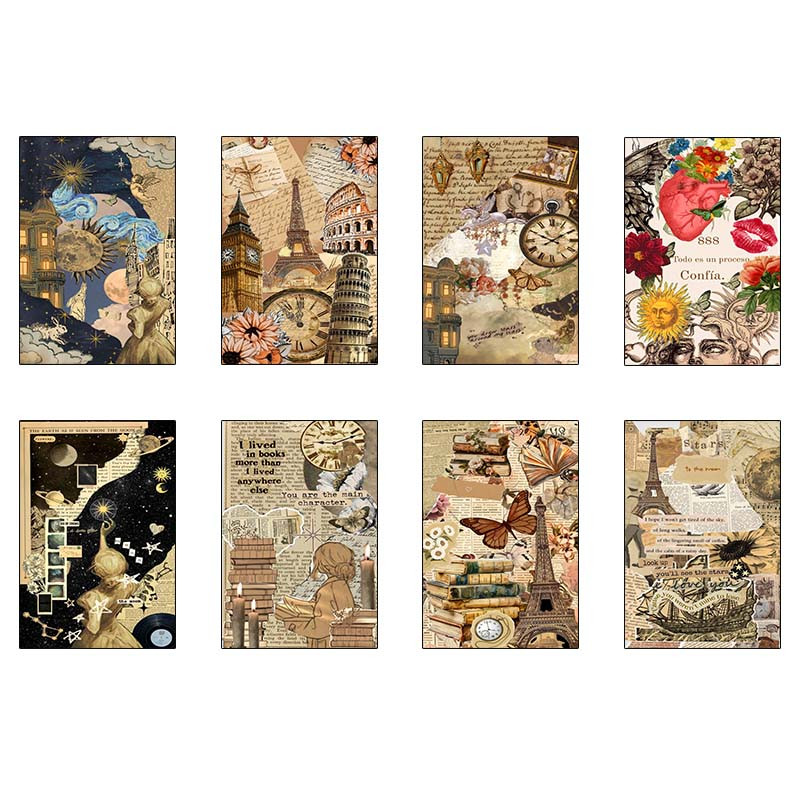 پوستر کارنیکا طرح وینتج اسکرپ بوک Vintage Scrapbook کد 59620 مجموعه 8 عددی