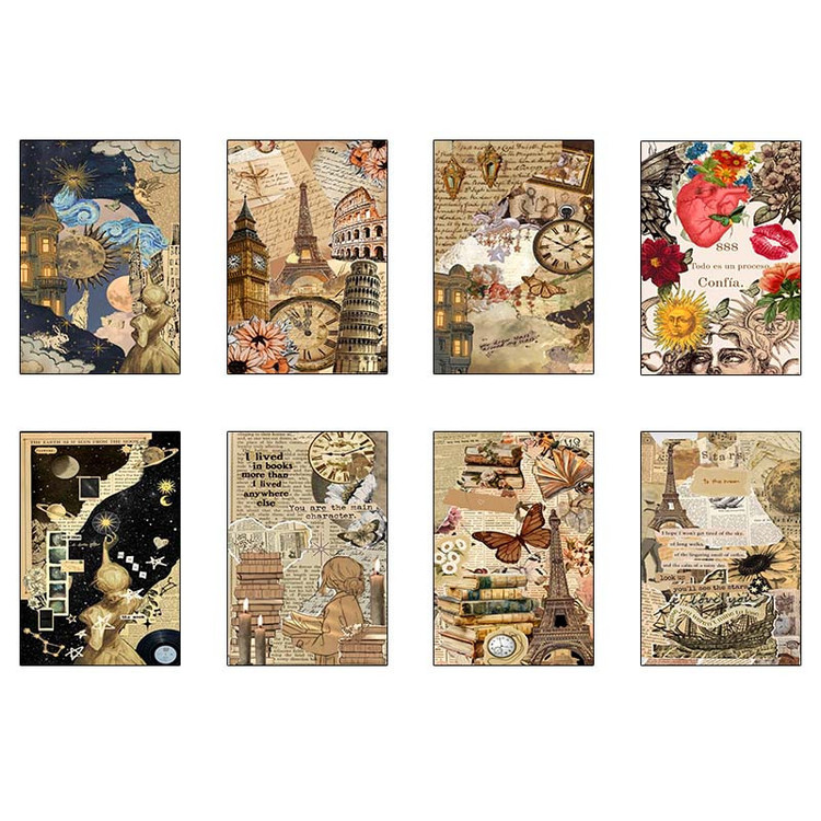 پوستر کارنیکا طرح وینتج اسکرپ بوک Vintage Scrapbook کد 59620 مجموعه 8 عددی