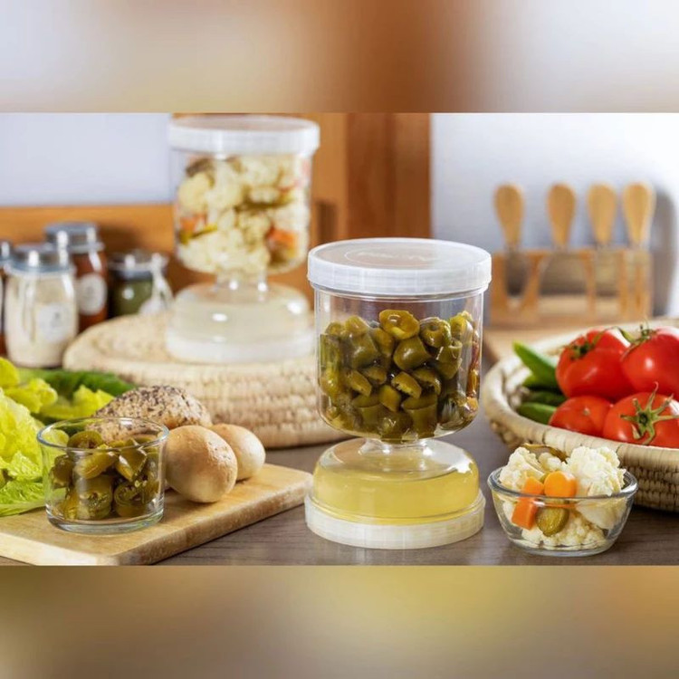 بانکه مدل ظرف خیار شور طرح ساعت شنی