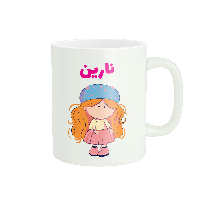 ماگ پاد آفرین طرح دخترانه مدل اسم شخصی نارین کد C647