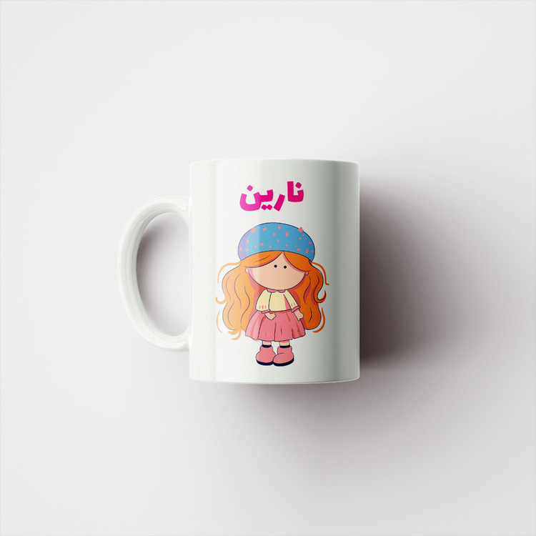ماگ پاد آفرین طرح دخترانه مدل اسم شخصی نارین کد C647