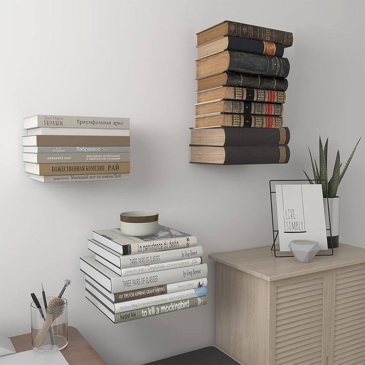 شلف دیواری مدل کتابخانه معلق مجموعه 2 عددی