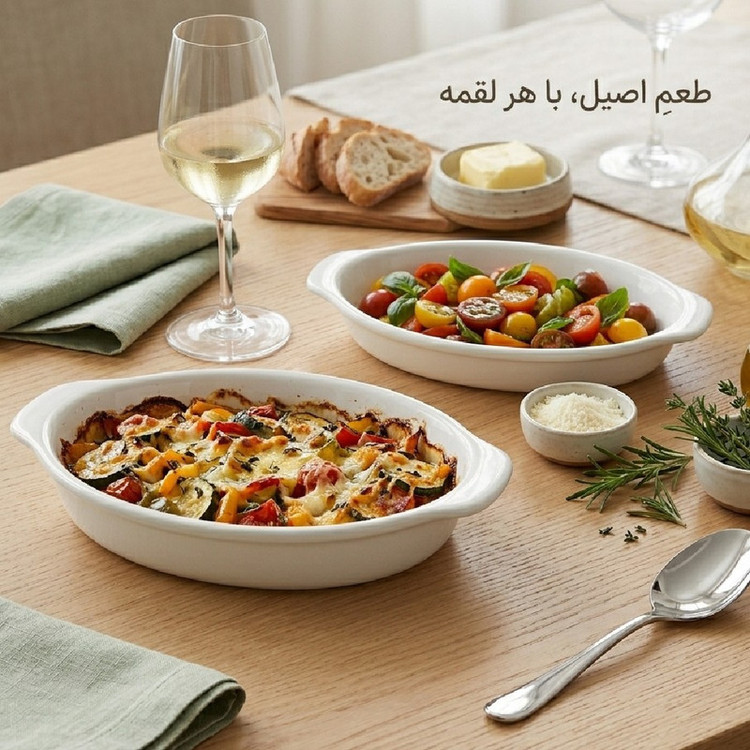 ظرف سرو مدل تابه ای مجموعه 2 عددی