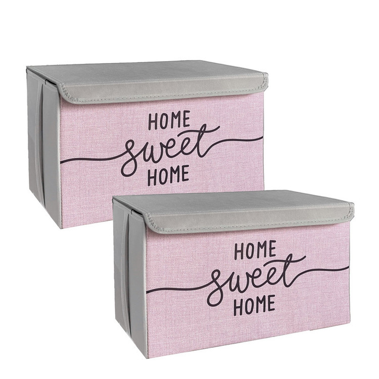 باکس لباس و نظم دهنده طرح لینن مدل HOME SWEET HOME کد S2 بسته 2 عددی
