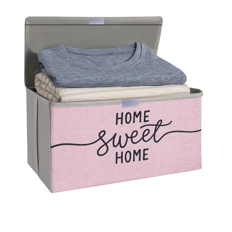 باکس لباس و نظم دهنده طرح لینن مدل HOME SWEET HOME کد S2 بسته 2 عددی