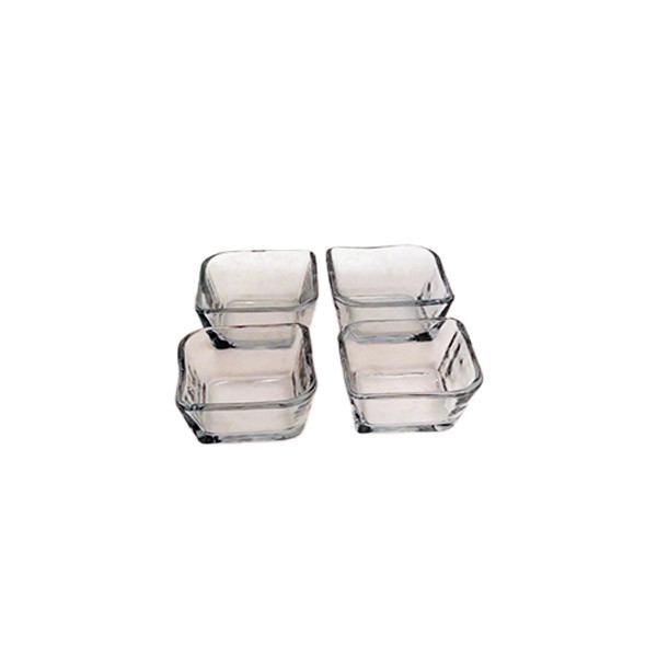 ست اردوخوری بلور کاوه مدل باروک مجموعه 5 عددی کریستال بلور مربع با سینی، ابعاد 14×14×5 سانتیمتر، مناسب سرو عسل و پنیر و نمک، شستشو با دست