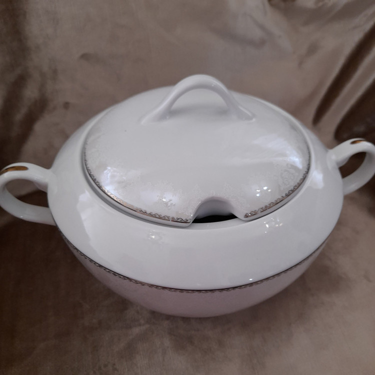 سوپخوری چینی تقدیس مدل البرز کد 01 با در و دستگیره، مناسب سرو سوپ با شستشوی دست و ماشین ظرفشویی، ابعاد 22×22×15 سانتیمتر همراه با جعبه