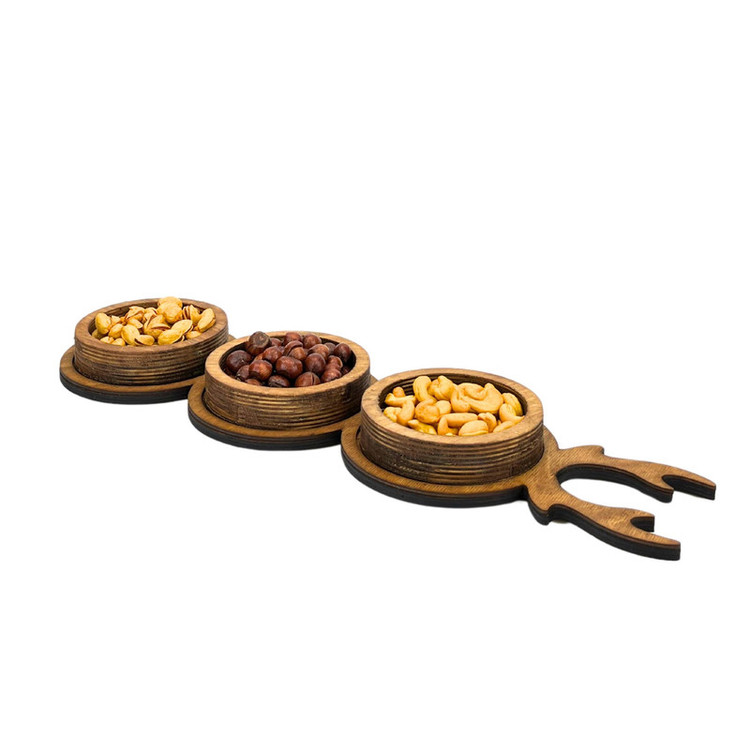 اردوخوری مدل چوبی کد OD22 مجموعه 3 عددی به همراه سینی