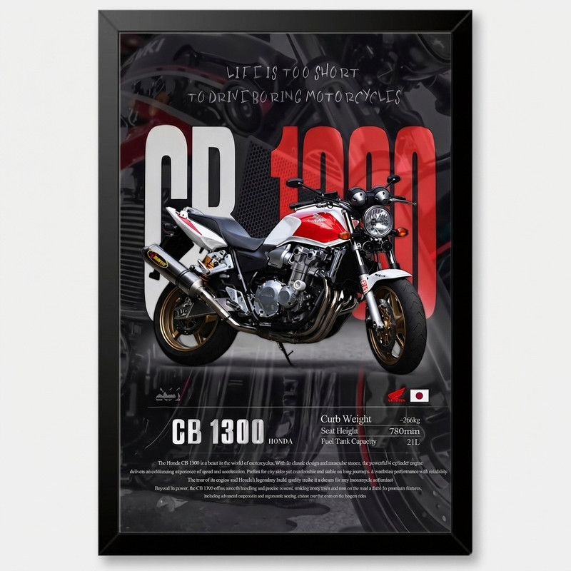 تابلو بکلیت طرح موتور سنگین هوندا HONDA CB1300 مدل B-po1902 فریم مشکی