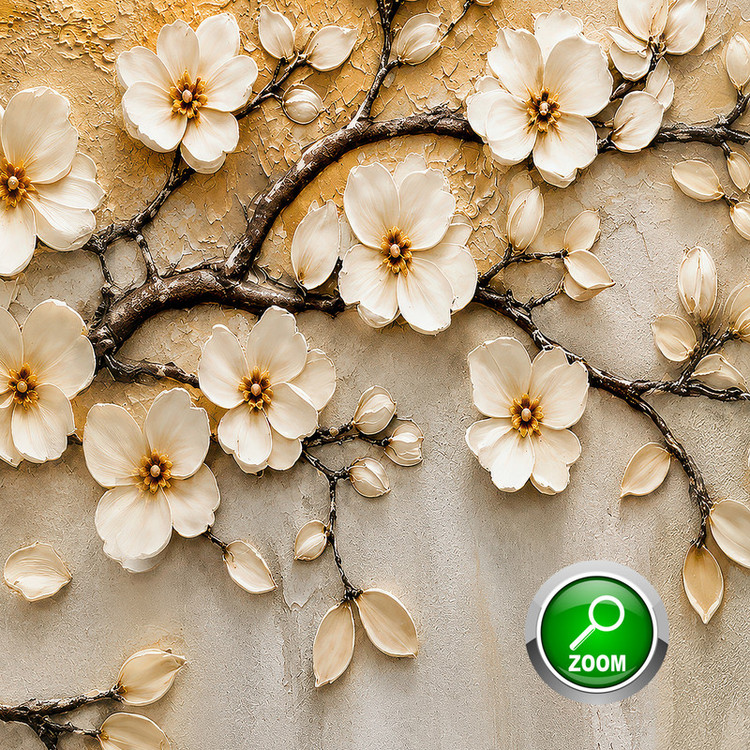 تابلو طرح دکوراتیو مدرن طرح شکوفه ها کد 3056 فریم طلایی