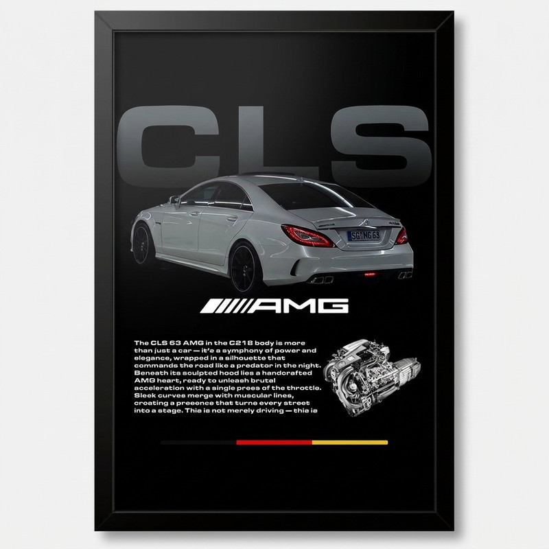 تابلو بکلیت طرح ماشین و خودرو مرسدس بنز Mercedes-Benz CLS 63 AMG مدل B-po1888 فریم مشکی
