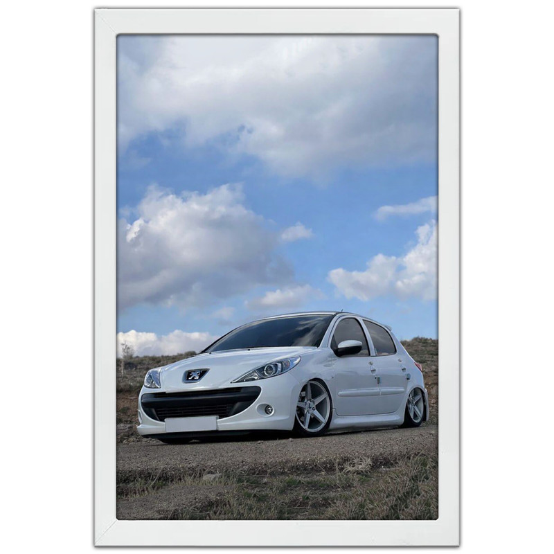 تابلو بکلیت طرح ماشین و خودرو پژو 207 مدل W-po1999 فریم سفید