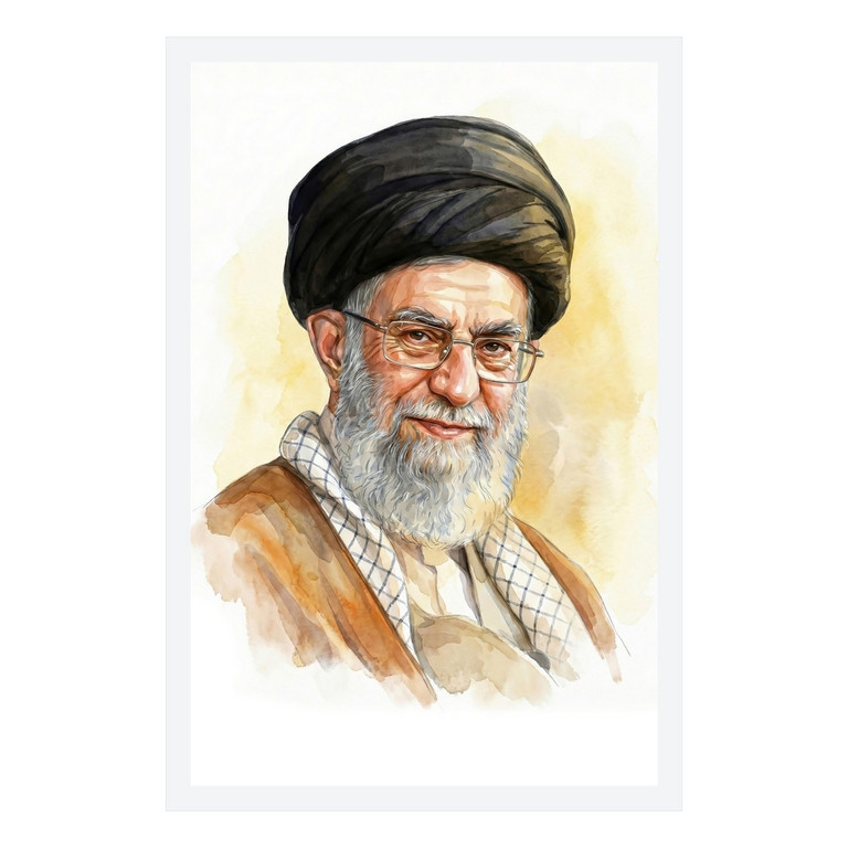 تابلو بکلیت طرح رهبر شهید آیت الله سید علی خامنه ای مدل W-S10619 فریم سفید