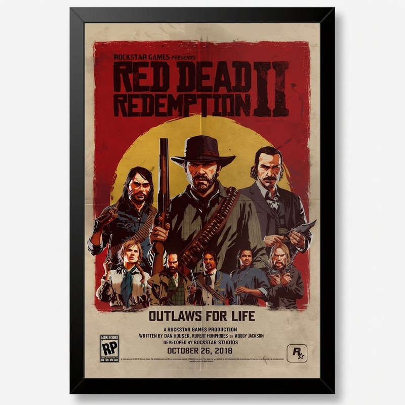 تابلو بکلیت طرح گیمینگ ردد red dead redemption 2 مدل B-po1956 فریم مشکی