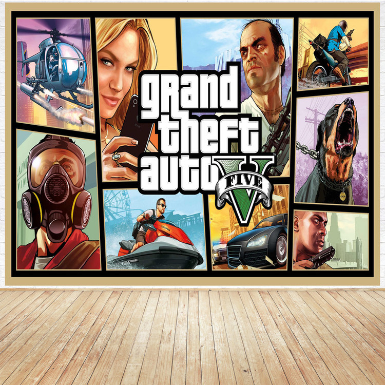 تابلو شاسی مدل گیمینگ طرح پوستر بازی game کامپیوتر ی محبوب GTA جی تی ای کد 1086