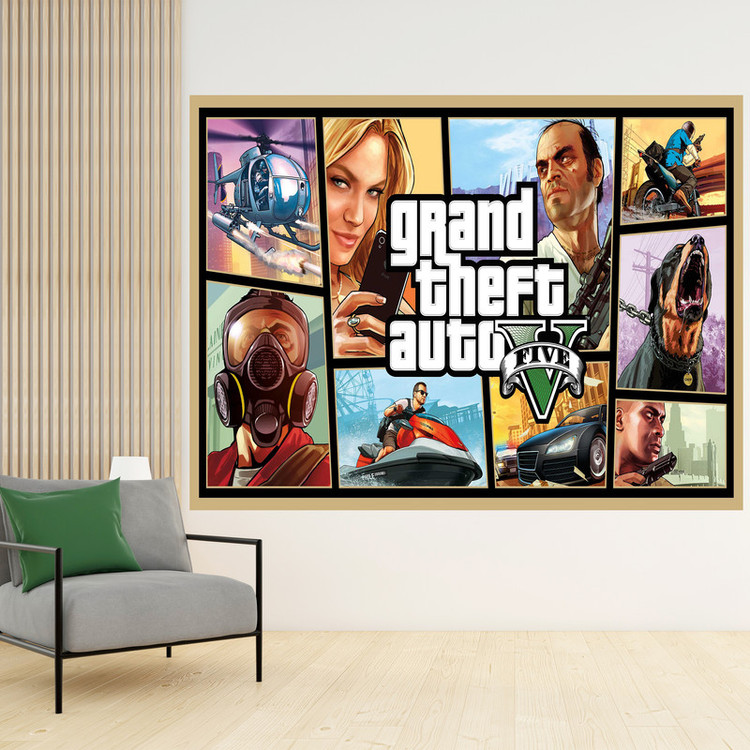 تابلو شاسی مدل گیمینگ طرح پوستر بازی game کامپیوتر ی محبوب GTA جی تی ای کد 1086