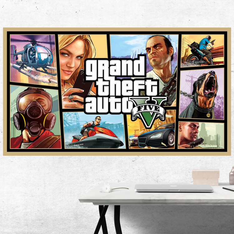 تابلو شاسی مدل گیمینگ طرح پوستر بازی game کامپیوتر ی محبوب GTA جی تی ای کد 1086