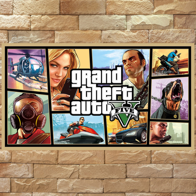 تابلو شاسی مدل گیمینگ طرح پوستر بازی game کامپیوتر ی محبوب GTA جی تی ای کد 1086