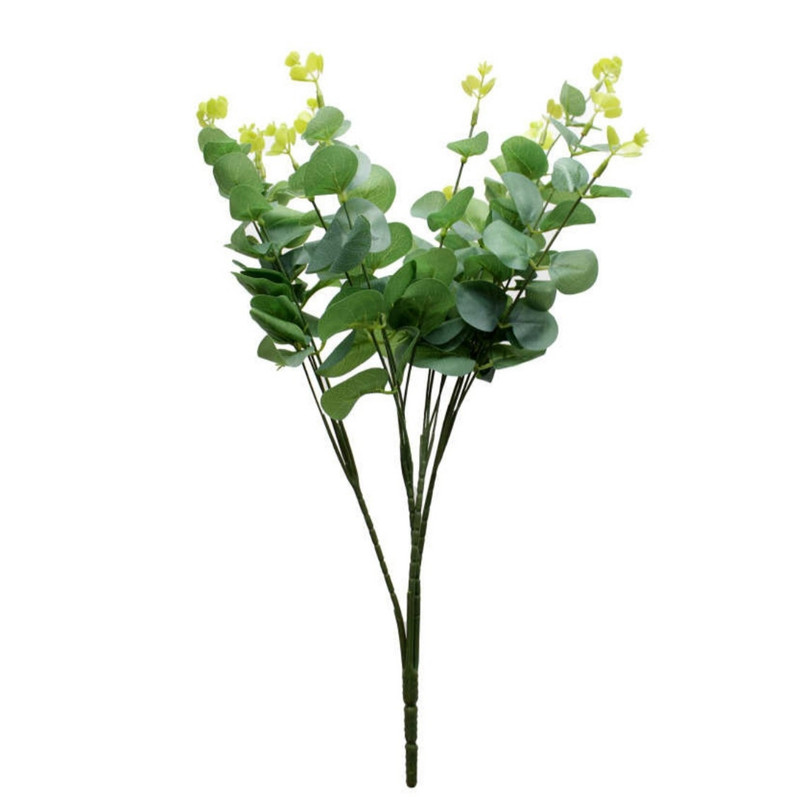گل مصنوعی اکالیپتوس مدل بوته برگ اکالیپتوس کد PAL6070 با رنگ‌پایداری در برابر نور خورشید از پلی اتیلن و پارچه، مناسب تزیین فضاهای مسکونی و اداری، ابعاد 15x15x40 سانتی‌متر، وزن 100 گرم