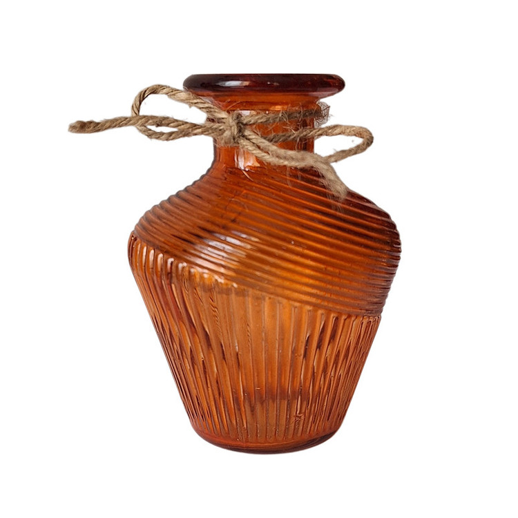 گلدان دکوری شیشهای طرح خمرهای استوانهای مناسب گلهای آپارتمانی و گیاهان آبی، رومیزی و ایستاده، ابعاد 6x6x11 سانتیمتر، وزن سبک و رنگهای متنوع