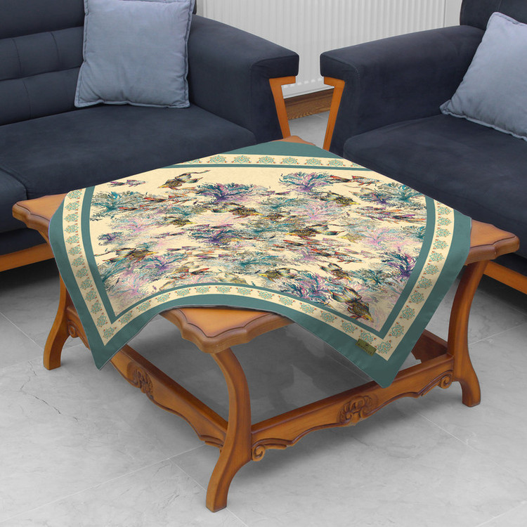 رومیزی ریحانلوکس مدل ماهی کد RH111 سایز 97x97 سانتیمتر