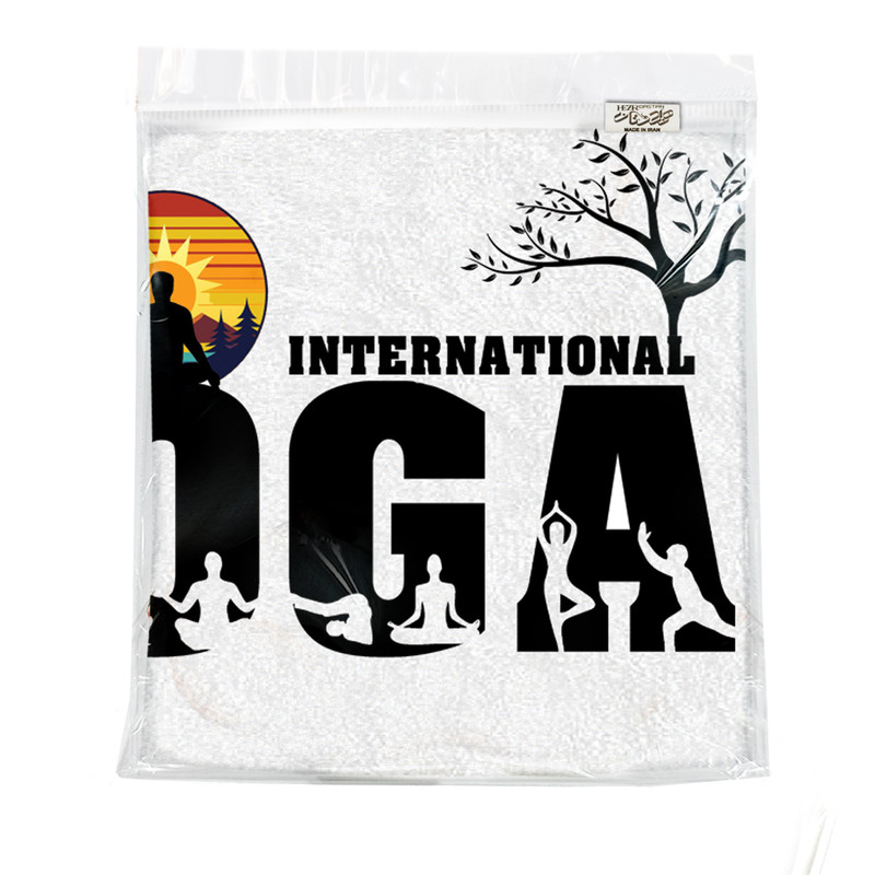 حوله ورزشی هزاردستان طرح یوگا yoga کد H110 سایز 100x50 سانتی متر