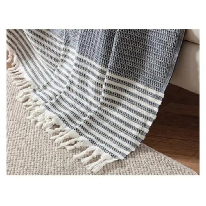 شال مبل و تخت مدل پنبه ترک طرح منگوله دار سایز 230x170 سانتیمتر